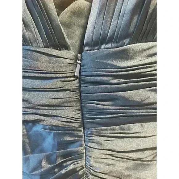 Mac Duggal NWT Ruched Satin Puff Sleeve Cocktail Mini Dress Ocean blue 4 - Picture 9 of 10